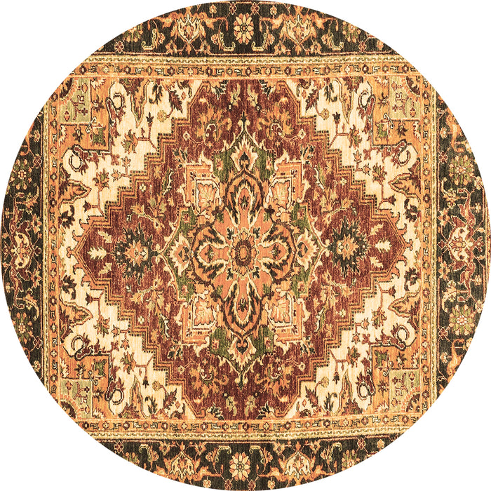 Round Machine Washable Persian Brown Traditional Rug, wshabs3274brn