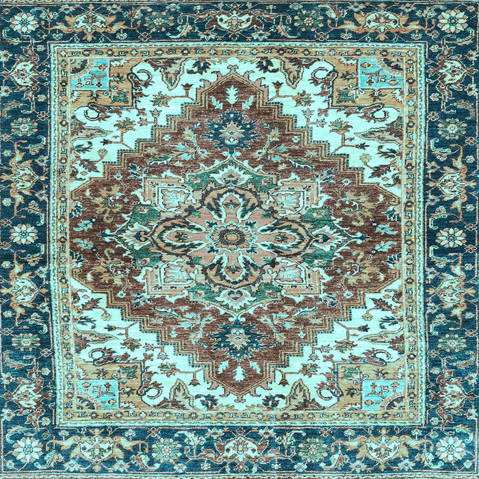 Square Machine Washable Persian Light Blue Traditional Rug, wshabs3274lblu