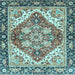 Square Machine Washable Persian Light Blue Traditional Rug, wshabs3274lblu