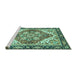 Sideview of Machine Washable Persian Turquoise Traditional Area Rugs, wshabs3274turq