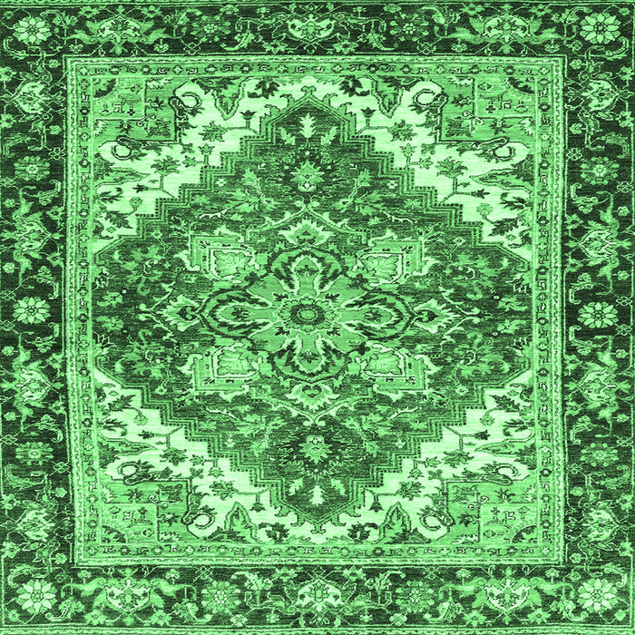 Square Persian Emerald Green Traditional Rug, abs3274emgrn