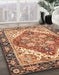 Abstract Brown Red Persian Rug in Family Room, abs3274