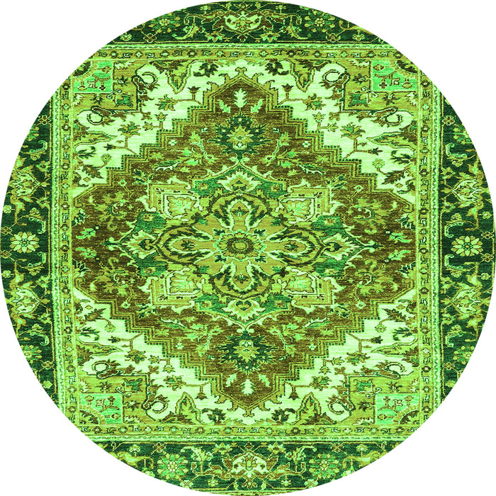 Round Machine Washable Persian Green Traditional Area Rugs, wshabs3274grn