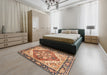 Abstract Brown Red Persian Rug in a Bedroom, abs3274