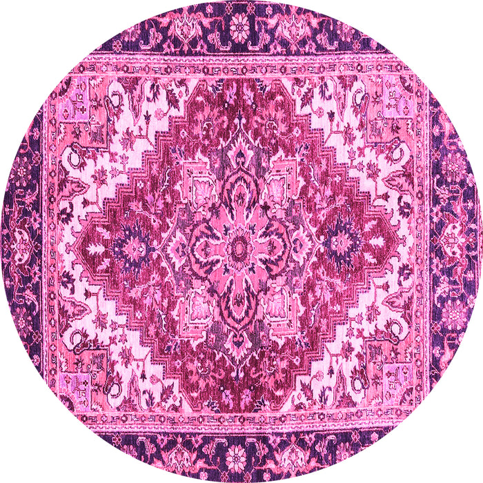 Round Machine Washable Persian Pink Traditional Rug, wshabs3274pnk