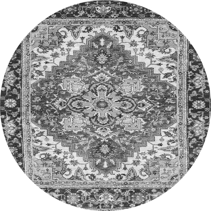 Round Machine Washable Persian Gray Traditional Rug, wshabs3274gry