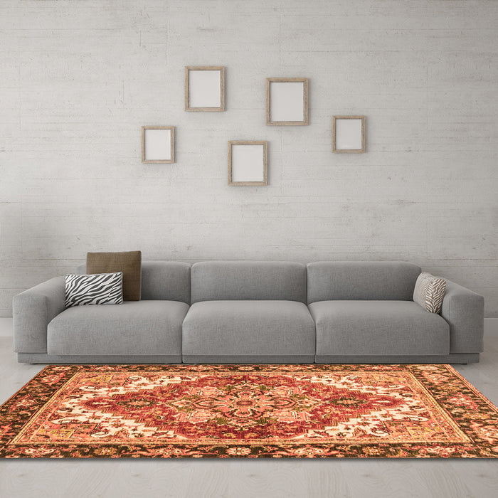 Machine Washable Persian Orange Traditional Area Rugs in a Living Room, wshabs3274org