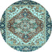 Round Machine Washable Persian Light Blue Traditional Rug, wshabs3274lblu