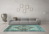 Machine Washable Persian Light Blue Traditional Rug, wshabs3274lblu