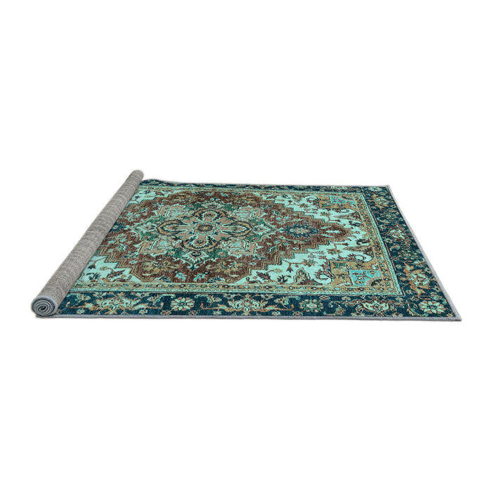 Sideview of Machine Washable Persian Light Blue Traditional Rug, wshabs3274lblu