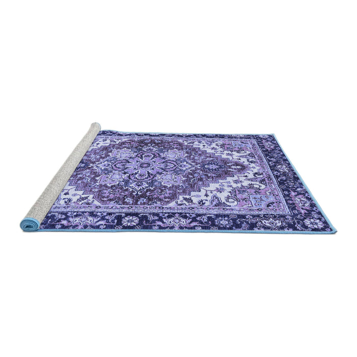 Sideview of Machine Washable Persian Blue Traditional Rug, wshabs3274blu