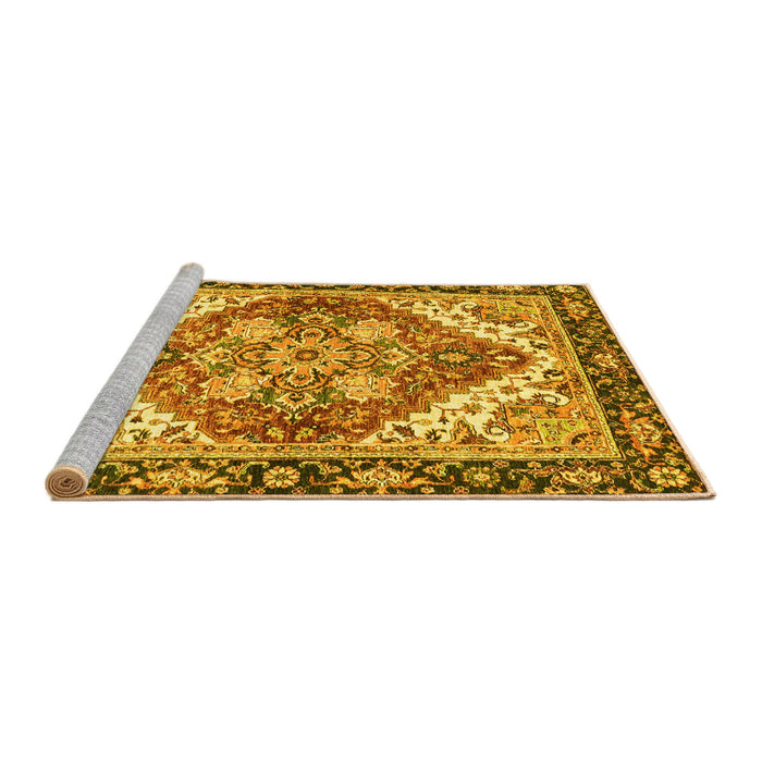 Sideview of Machine Washable Persian Yellow Traditional Rug, wshabs3274yw