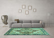 Machine Washable Persian Turquoise Traditional Area Rugs in a Living Room,, wshabs3274turq