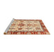 Sideview of Machine Washable Abstract Brown Gold Rug, wshabs3275