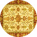 Round Oriental Yellow Traditional Rug, abs3275yw