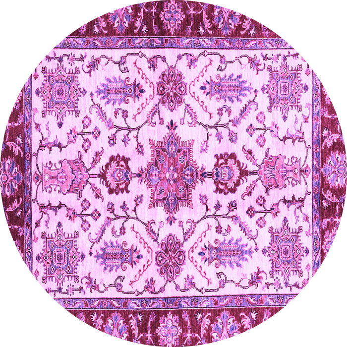 Round Machine Washable Oriental Purple Traditional Area Rugs, wshabs3275pur