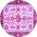 Round Machine Washable Oriental Purple Traditional Area Rugs, wshabs3275pur