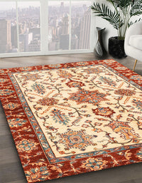 Abstract Brown Gold Oriental Rug, abs3275