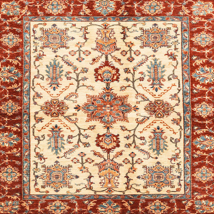 Square Machine Washable Abstract Brown Gold Rug, wshabs3275