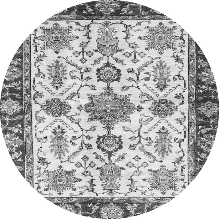 Round Machine Washable Oriental Gray Traditional Rug, wshabs3275gry