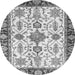 Round Machine Washable Oriental Gray Traditional Rug, wshabs3275gry