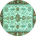 Round Oriental Turquoise Traditional Rug, abs3275turq