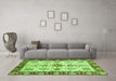 Machine Washable Oriental Green Traditional Area Rugs in a Living Room,, wshabs3275grn