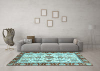 Machine Washable Oriental Light Blue Traditional Rug, wshabs3275lblu