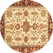 Round Oriental Brown Traditional Rug, abs3275brn