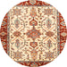 Round Machine Washable Abstract Brown Gold Rug, wshabs3275