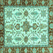 Square Machine Washable Oriental Turquoise Traditional Area Rugs, wshabs3275turq