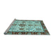 Sideview of Machine Washable Oriental Light Blue Traditional Rug, wshabs3275lblu