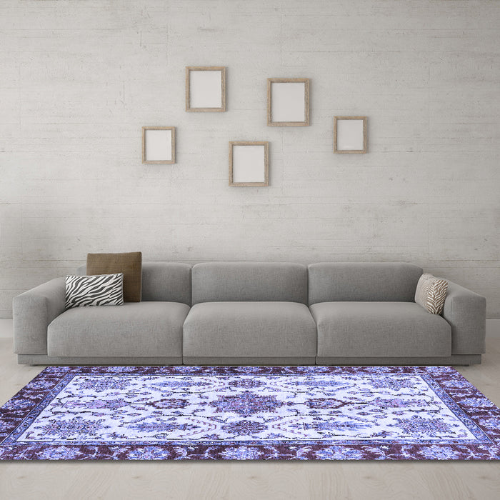 Machine Washable Oriental Blue Traditional Rug in a Living Room, wshabs3275blu