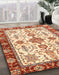 Abstract Brown Gold Oriental Rug in Family Room, abs3275