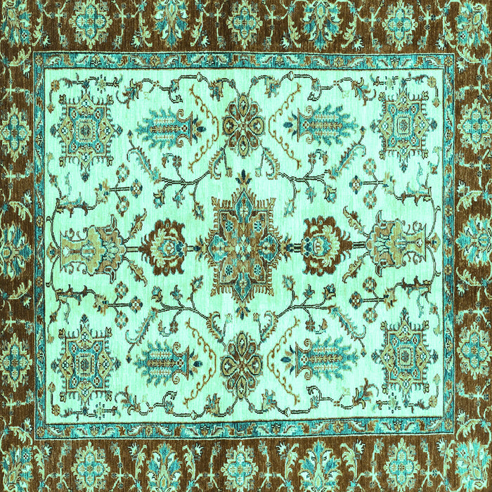 Square Oriental Turquoise Traditional Rug, abs3275turq