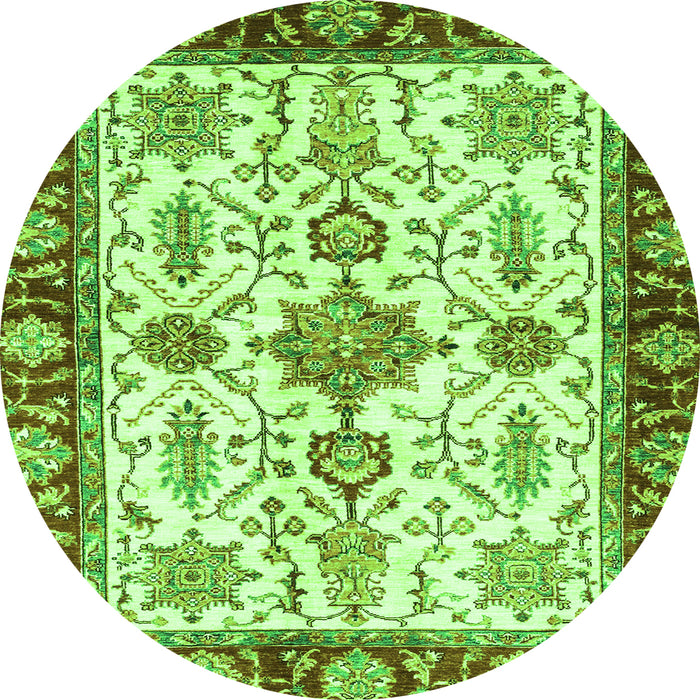 Round Oriental Green Traditional Rug, abs3275grn