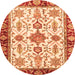 Round Oriental Orange Traditional Rug, abs3275org