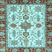 Square Machine Washable Oriental Light Blue Traditional Rug, wshabs3275lblu