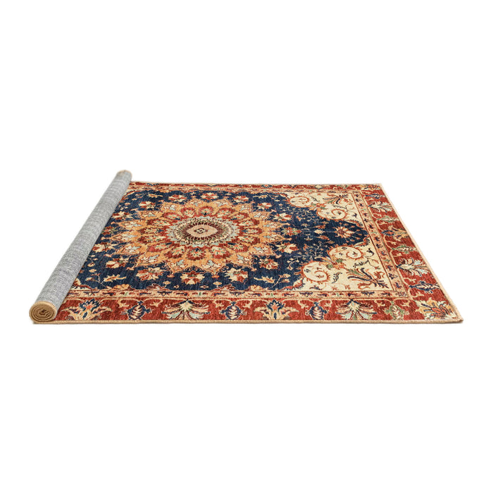 Sideview of Machine Washable Abstract Brown Red Rug, wshabs3276