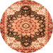 Round Geometric Orange Traditional Rug, abs3276org