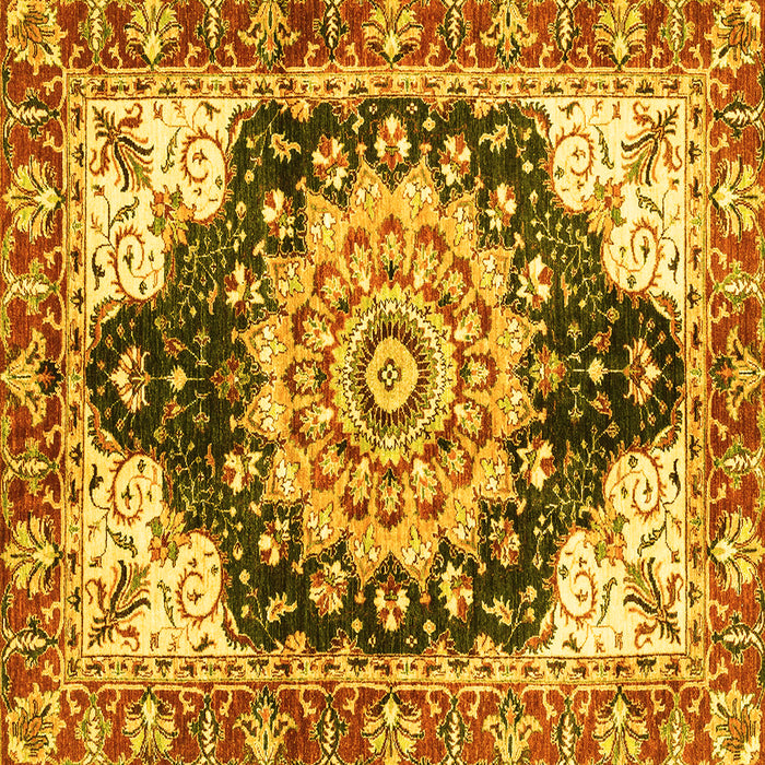Square Machine Washable Geometric Yellow Traditional Rug, wshabs3276yw