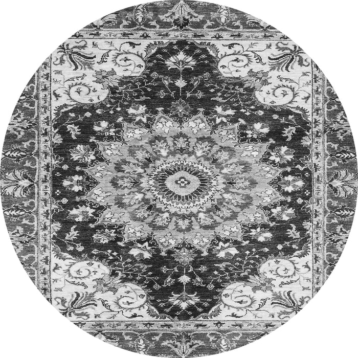 Round Machine Washable Geometric Gray Traditional Rug, wshabs3276gry