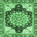 Square Machine Washable Geometric Emerald Green Traditional Area Rugs, wshabs3276emgrn