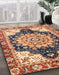 Abstract Brown Red Geometric Rug in Family Room, abs3276