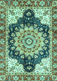 Geometric Turquoise Traditional Rug, abs3276turq