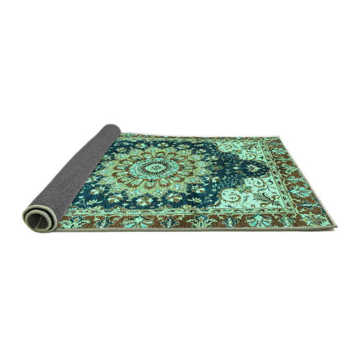 Sideview of Geometric Turquoise Traditional Rug, abs3276turq