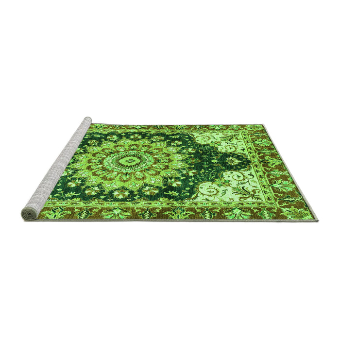 Sideview of Machine Washable Geometric Green Traditional Area Rugs, wshabs3276grn