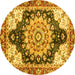 Round Geometric Yellow Traditional Rug, abs3276yw