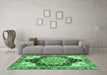 Machine Washable Geometric Emerald Green Traditional Area Rugs in a Living Room,, wshabs3276emgrn