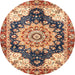 Round Machine Washable Abstract Brown Red Rug, wshabs3276